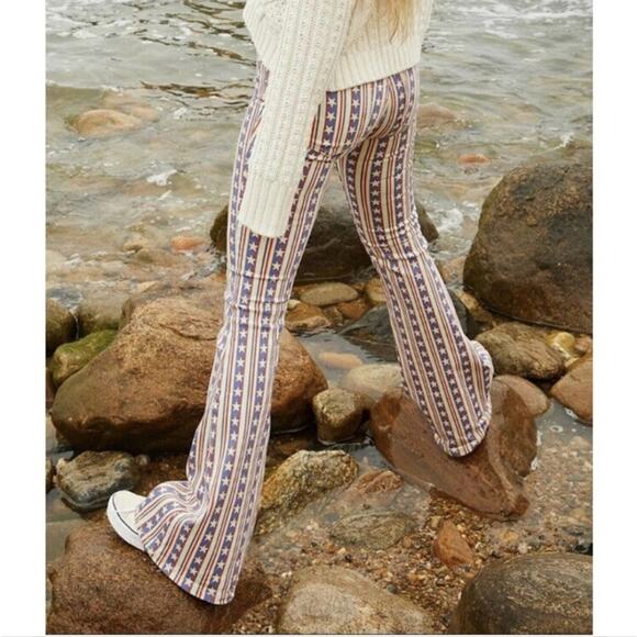 Free People Americana Stars And Stripes Penny Flares - Picture 7 of 7